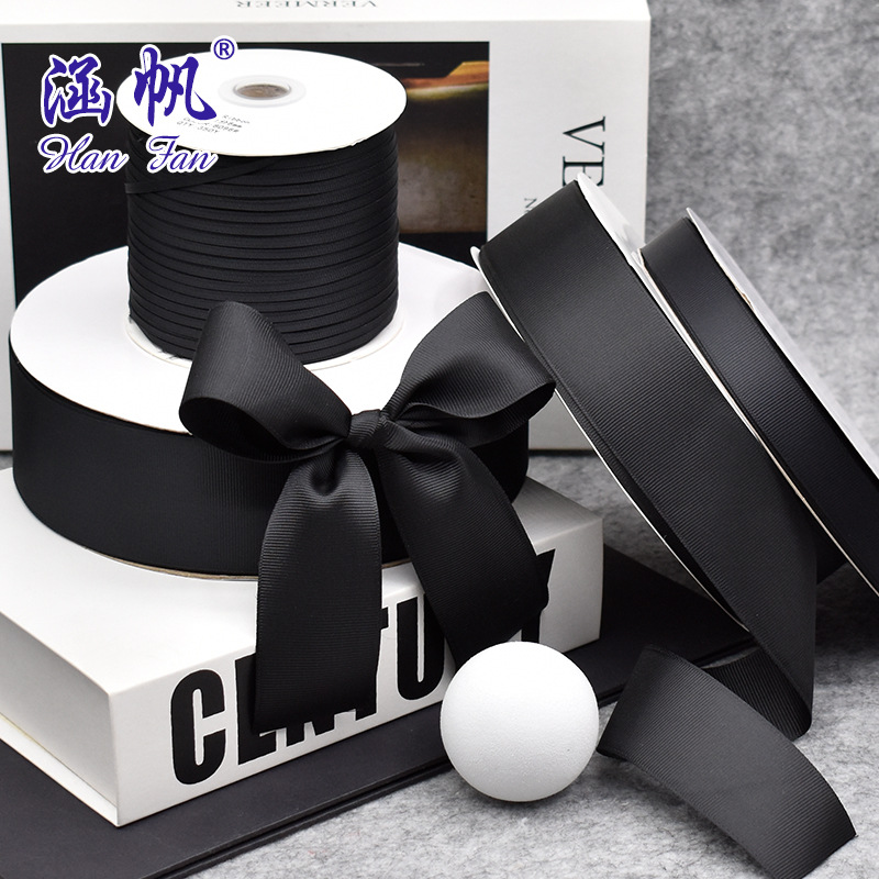 Factory direct sales of 0.3-6cm black ribbed tape, threaded tape, black plain weave tape and polyester bags Specification image
