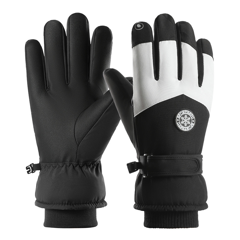 【BERTON OUTDOOOR】 Autumn and winter warm, fleece and thickened ski gloves for women, outdoor electric bike riding, cold protection, touch screen, water repellent for women Item Picture