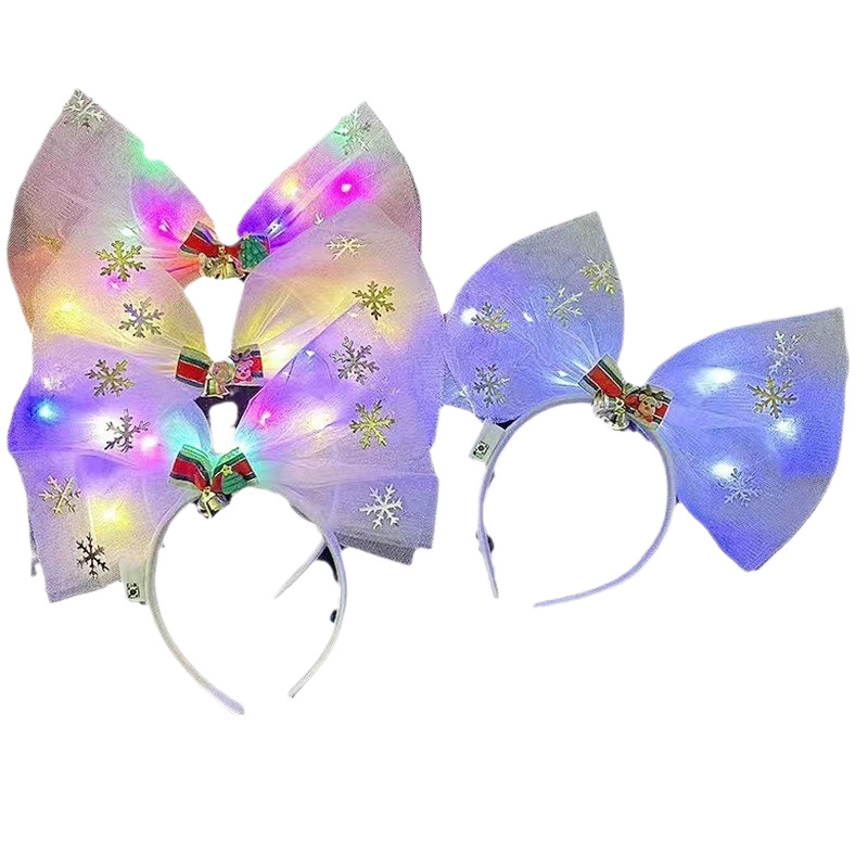 Christmas cute, glittering, plush snowflake, bell headwear, bow headband, night market street performance props Item Picture