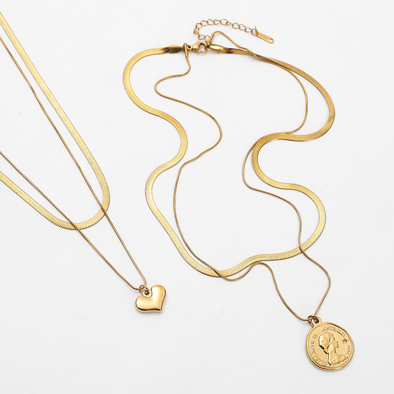 European and American cross-border French double-layer elegant necklace, women's fashionable necklace, light luxury pendant, rose necklace, 18K gold