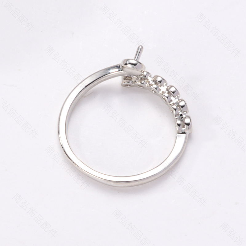 18K copper-plated real gold open ring semi-finished product bestseller, arc-shaped design, classic Baroque pearl ring with empty stand details Picture