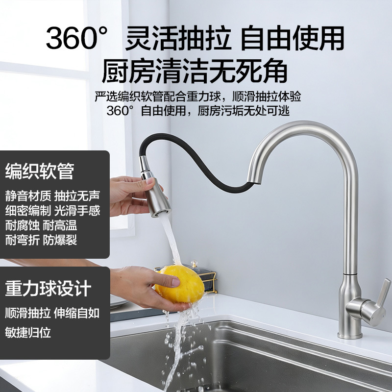 水槽/水龙头/抽拉式厨房水龙头/元宝龙头/跨境产品图