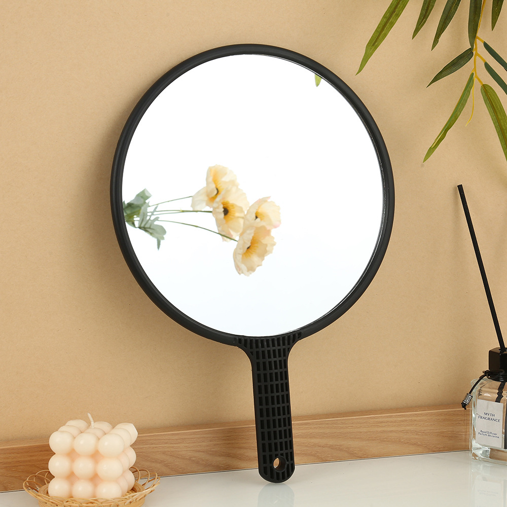 理发店大号手持化妆镜美容院手拿镜子圆形加大后视镜后背镜子批发