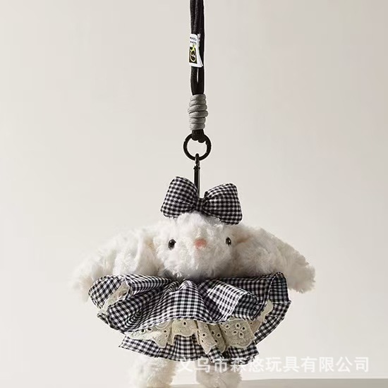 新款可爱长耳朵兔子彩色多巴胺垂耳兔包包挂件毛绒玩偶闺蜜细节图