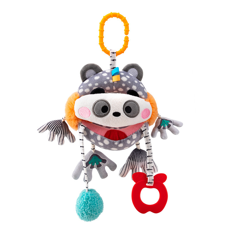 Happy monkey Baby Black and White Hand-Held Ball, Baby Rattle Pendant, Visual grip Perception Training with teething tape Item Picture