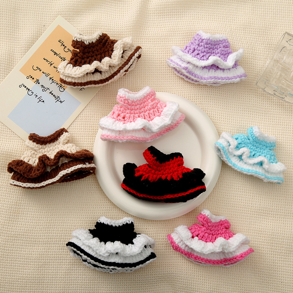 卡通可爱公仔撞色针织小裙子手工DIY钩针毛线掌门狗玩偶换装辅料