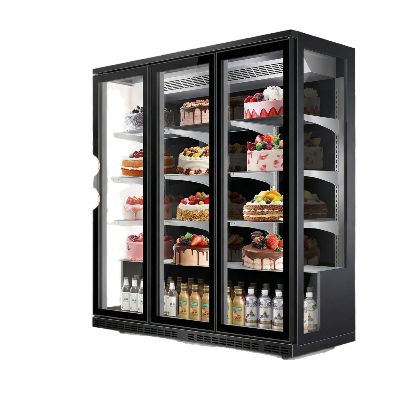 蛋糕架/圆形玻璃柜白底实物图