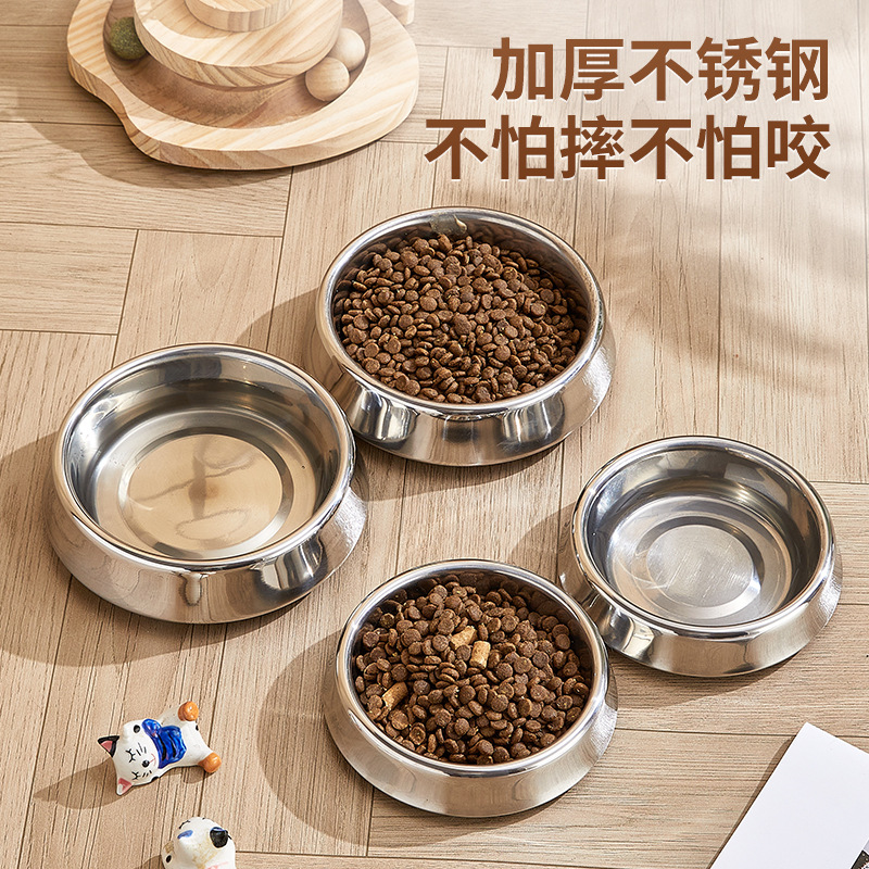 Thickened stainless steel pet cat bowl, anti-slip multi-purpose cat and dog food and drinking bowl, dual-purpose anti-slip pet food and drinking bowl details Picture