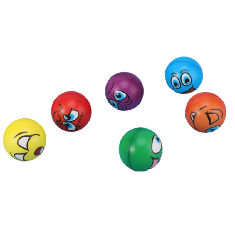 多功能六色表情恶搞解压弹力球儿童宠物弹力球家用益智玩具球批发白底实物图