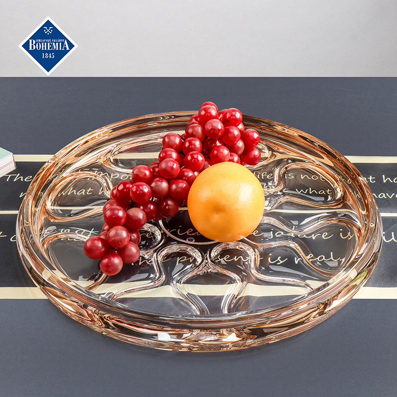 Czech imported crystal fruit plate, fruit basin, European-style fruit snacks, glass fruit pit, amber dried fruits, Bohemian details Picture