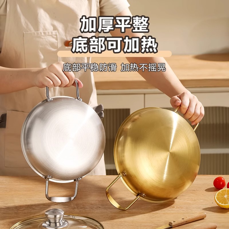 304 stainless steel instant noodle bowl, Korean mixed rice bowl, double-eared bowl, golden household heat-resistant and shockproof cold noodle ramen bowl, rice wine Application Scenario