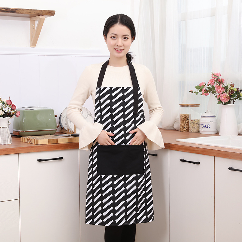围裙厨房家用耐脏北欧简约纯棉大口袋无袖围裙可印logo厂家批发