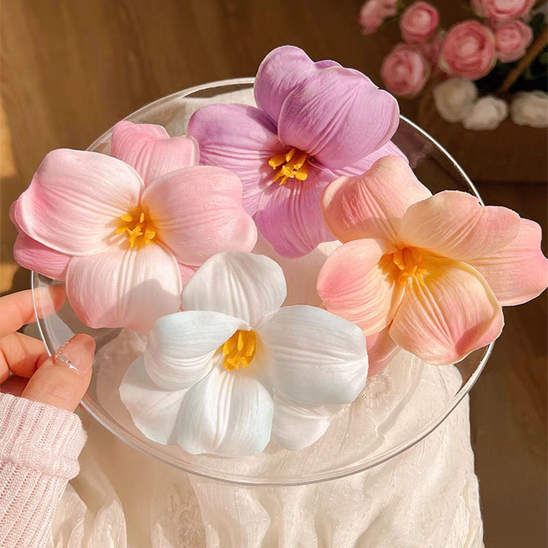 春夏氛围感海边度假风超仙仿真百合花扶桑花簪花侧边夹刘海碎发夹细节图