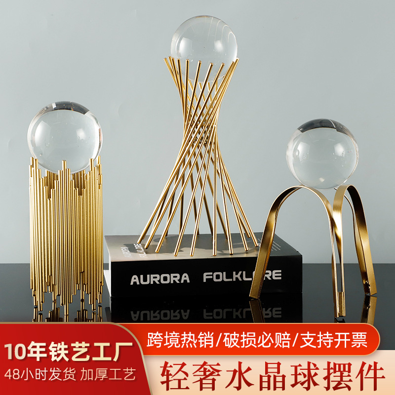 Wholesale of light luxury crystal ball handicrafts for home decoration, living room entrance, wine cabinet, office desk ornaments