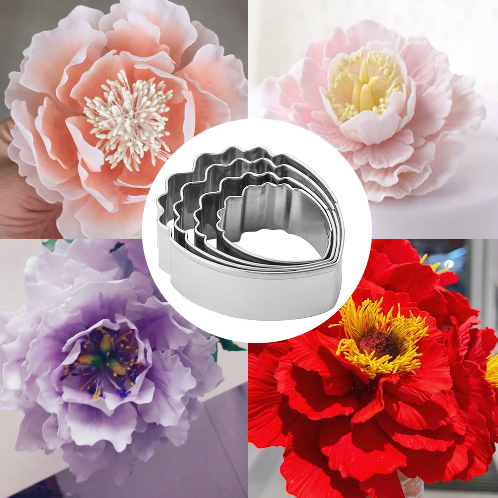 食品级不锈钢牡丹花造型模具糖花切模花瓣烘焙套装跨境亚马逊热销A327