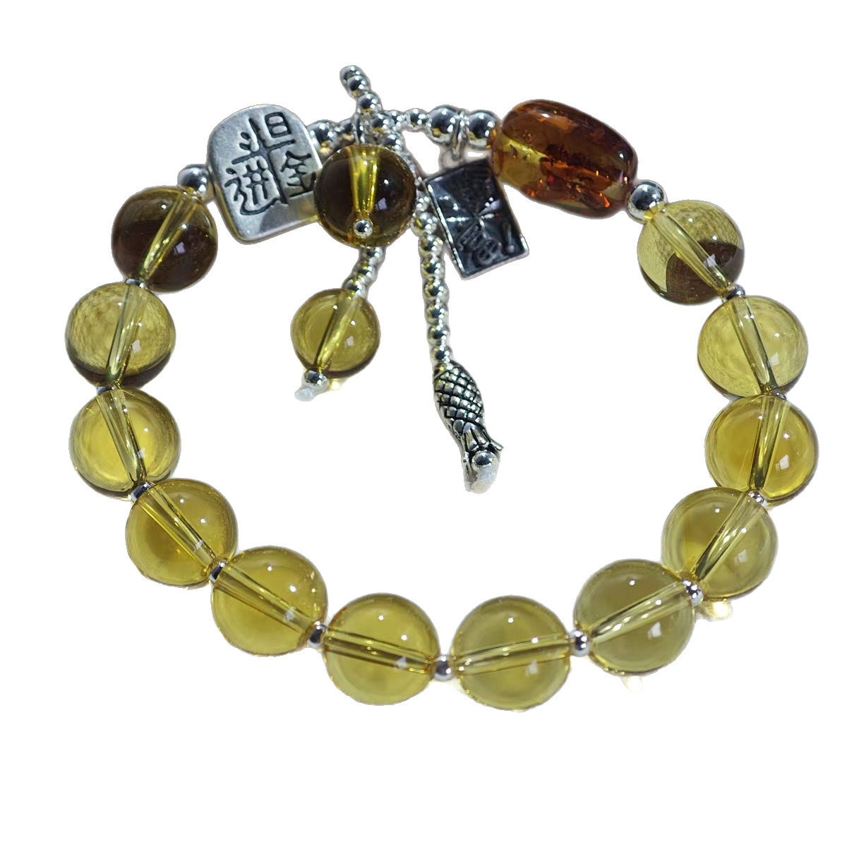 S925 Pure silver yellow crystal Daily Gold Earn bracelet, ins light luxury style bracelet, niche design sense Item Picture