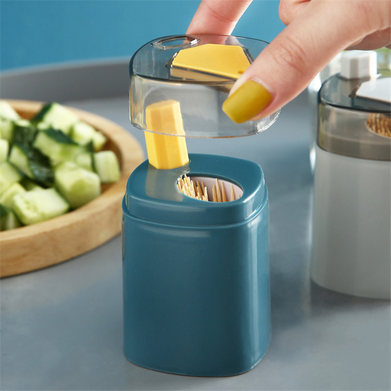 Wholesale of creative automatic toothpick boxes, household high-end press-type toothpick cans, portable and portable toothpick cylinders details Picture