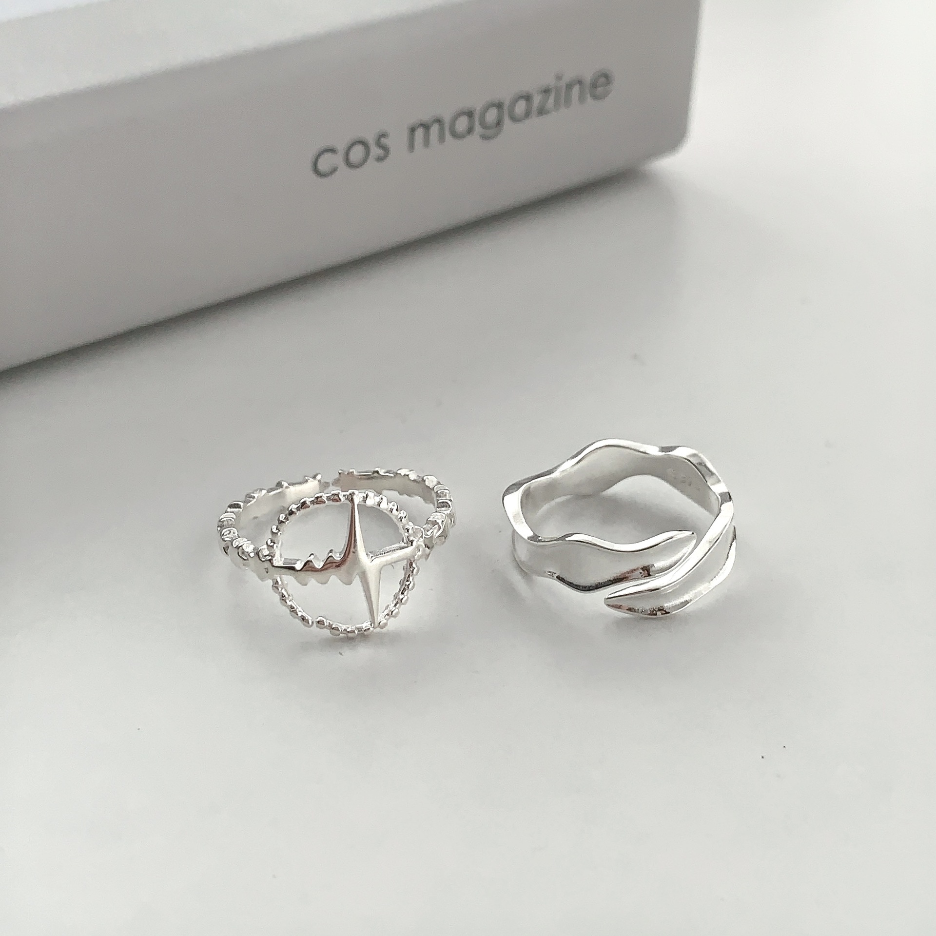 Geometric irregular 12.16 wave ring S925 sterling silver simple and niche heartbeat ring design, cold style adjustable details Picture