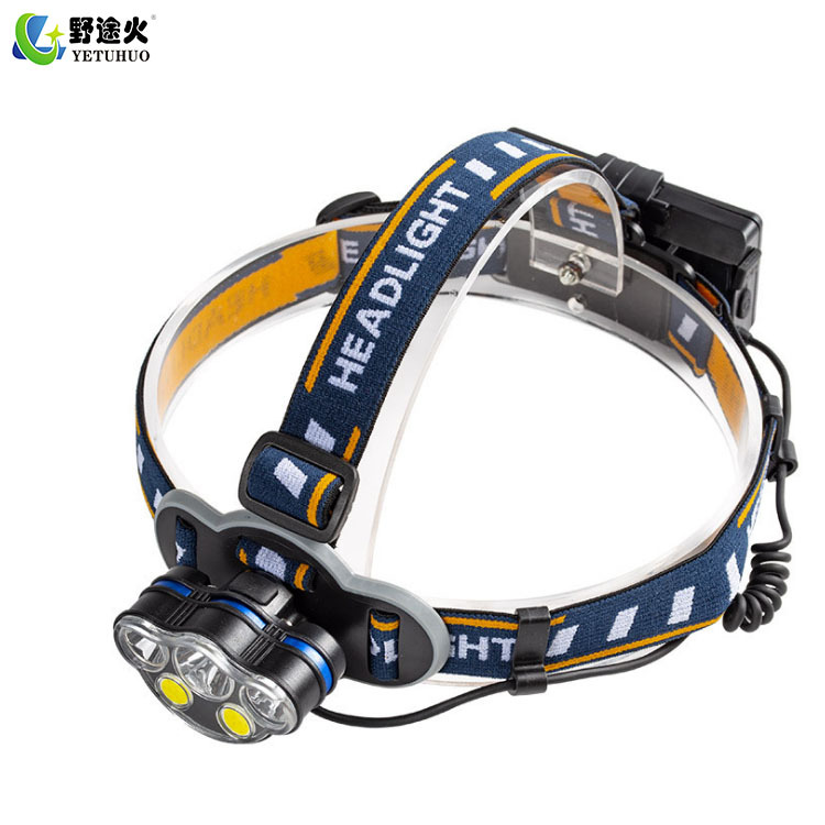 Cross-Border 8Led Headlamp T6cob Long-Range Head-Mounted Usb Charging Outdoor Strong Light Floodlight Red Outdoor Headlamp details Picture