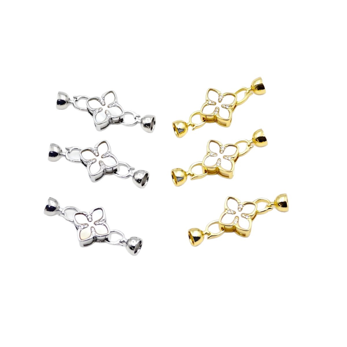 18K pearl necklace clasp, clover shell handcrafted end clasp, connecting clasp, mother-and-child clasp, sweater chain diy accessories Item Picture