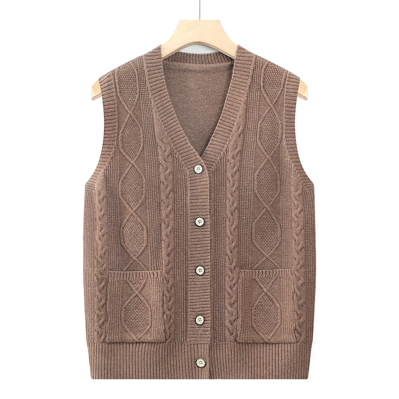 Spring and autumn vests for middle-aged and elderly people, sweaters for grandmothers, women's knitted cardigans, loose and casual vests for the elderly and grandmothers Specification image