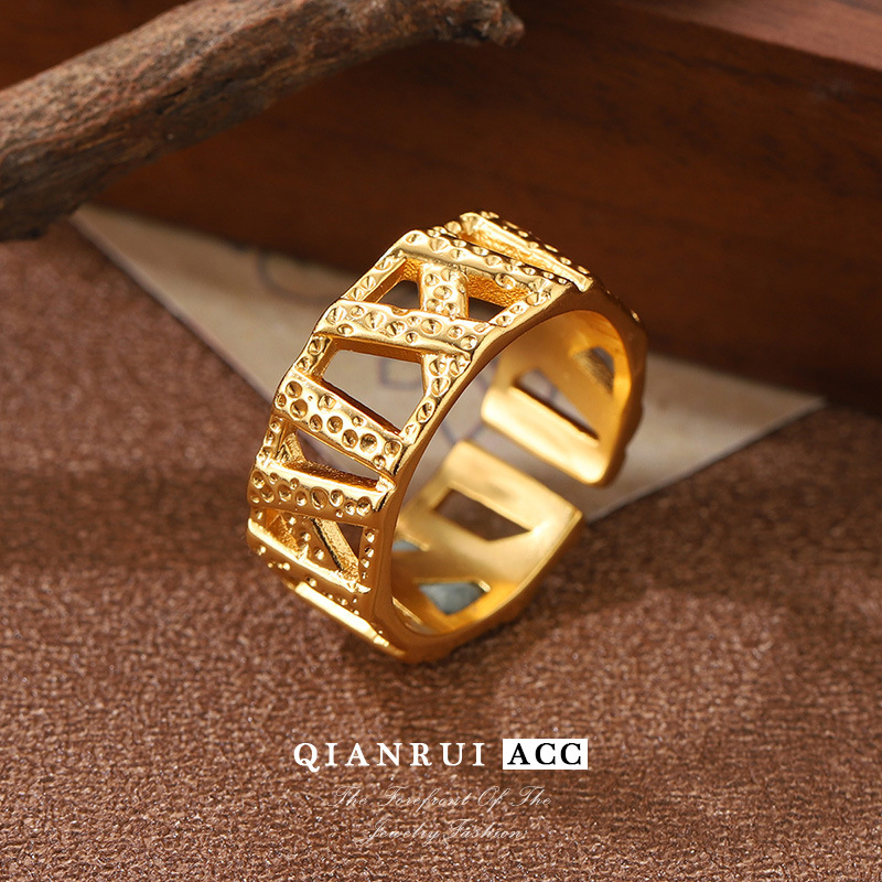 Korean style fashionable new personalized ring, Instagram simple open women's ring, personalized jewelry, French light luxury