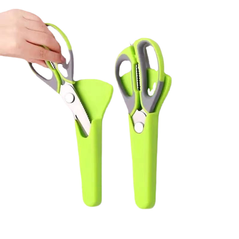 Yangjiang knife and Scissors, multi-functional kitchen tools, magnetic refrigerator scissors, detachable stainless steel scissors, household chicken bone scissors Item Picture