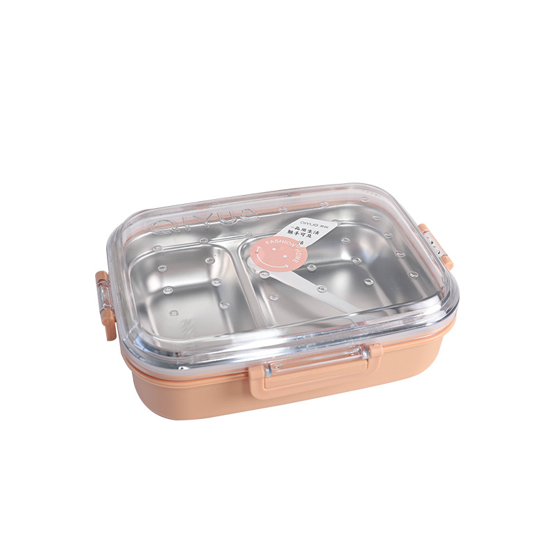 折叠不锈钢勺子/透明手提袋/酒店用品推车/饭盒学生/餐具白底实物图