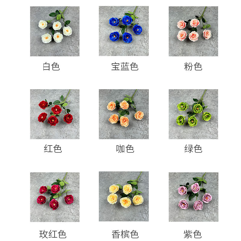 仿真花DIY发饰配件/假花/5朵塑膠花/仿真花/假花批发细节图