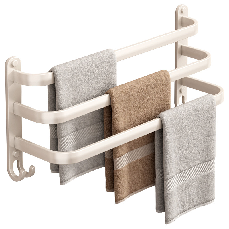 Gun ash towel rack, no need for drilling, bathroom wall-mounted towel hanging rod, storage rack, bathroom storage hanging rack Item Picture