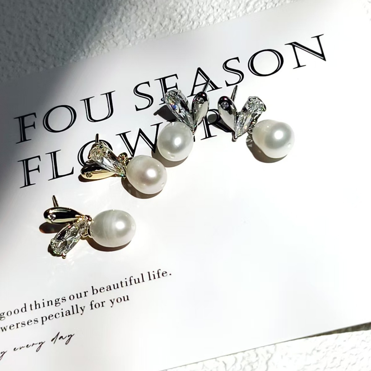 Fashionable 925 silver needle versatile earrings, stylish and trendy pearl stud earrings, retro and high-end, high-quality earrings Specification drawing