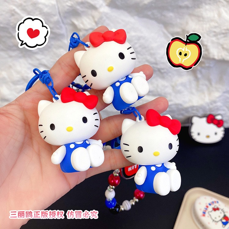 Genuine Sanlio KT cat bead chain figurine keychain pendant, cute mobile phone chain schoolbag, girls' pendant supply details Picture