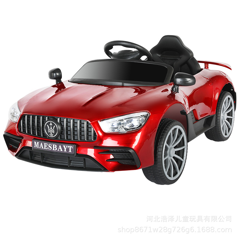 新款儿童电动车宝宝四轮汽车可坐人男女小孩婴儿玩具遥控充电跑车白底实物图