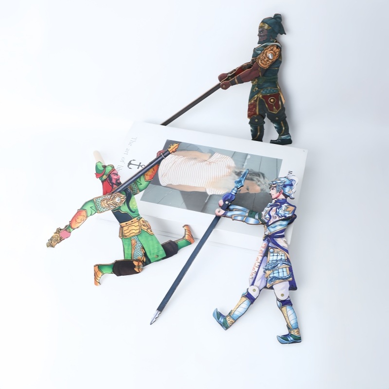 Wooden shadow puppetry special Chinese trend gift items, wooden one-handed shadow puppetry of Journey to the West figure Sun Wukong Children's Day toy details Picture