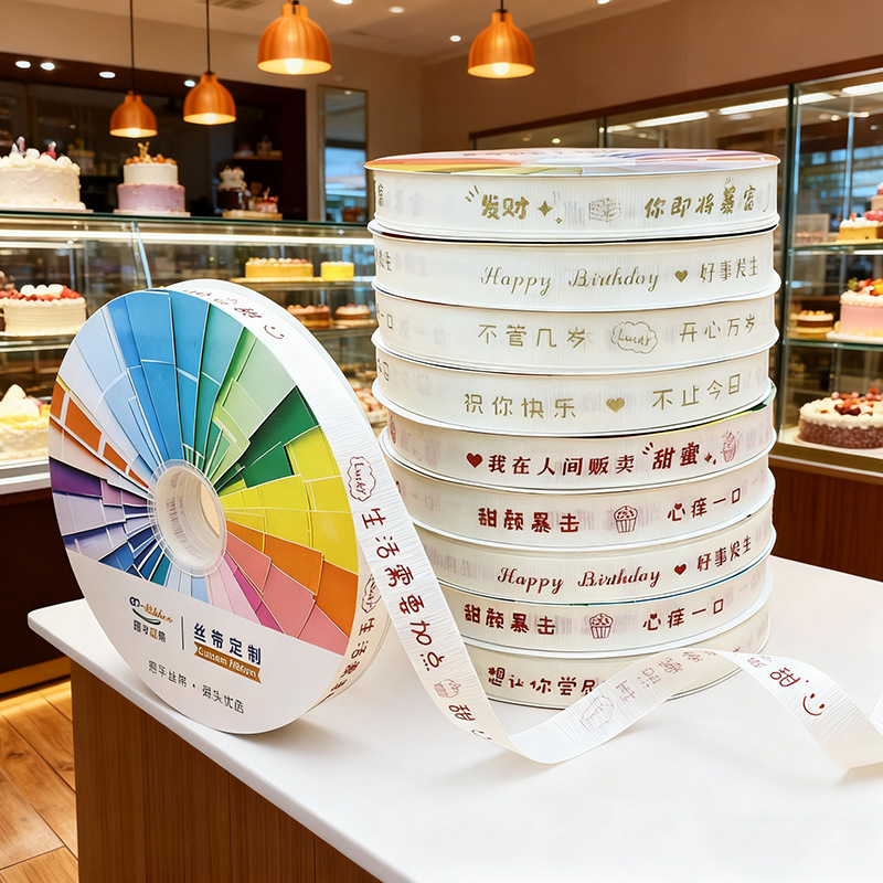 INS风英文2.0米白色罗纹丝带蛋糕盒鲜花束装饰彩带生日快乐礼物