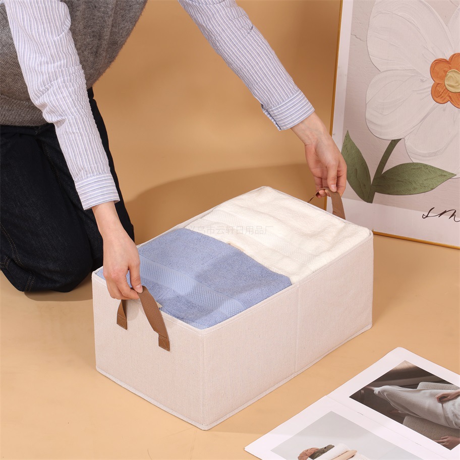 Transfronterizo doble caja de almacenamiento de algodón y lino cinta de tejido sin tapa doble tirador plegable armario cajón de ropa interior caja de almacenamiento Application Scenario
