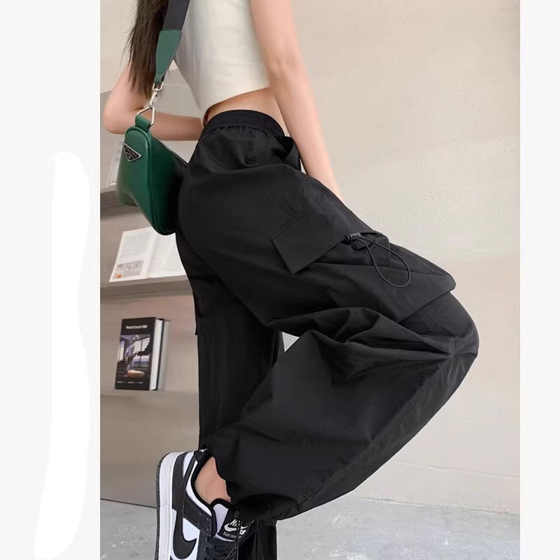 High street workwear pants for women's jazz dance, loose and slimming wide-leg sport pants, versatile and casual straight-leg tapered pants, trendy details Picture