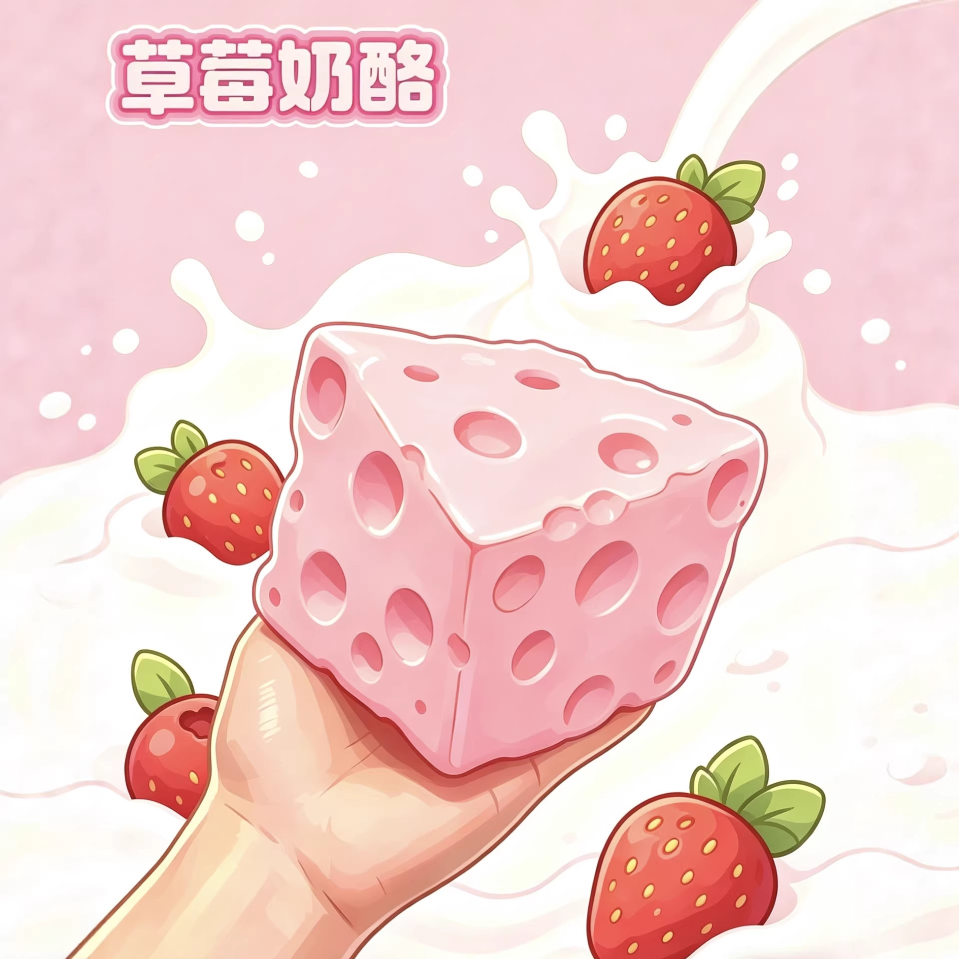 The same strawberry, milk, flour and cheese toy as on Xiaohongshu, a slow rebound toy
