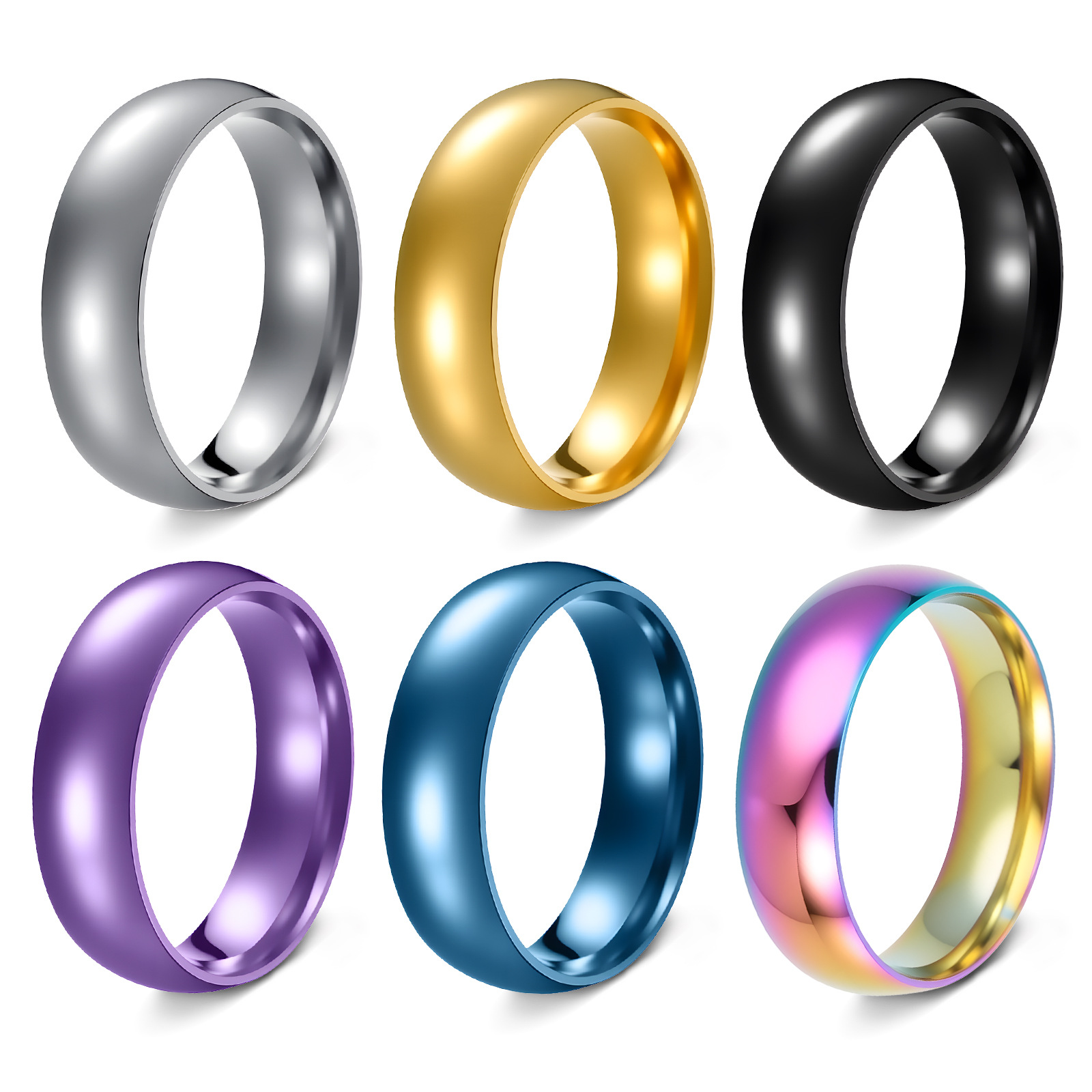 2025temu Cross-border European and American unisex stainless steel 6MM simple Smooth ring Amazon Classic Style Application Scenario
