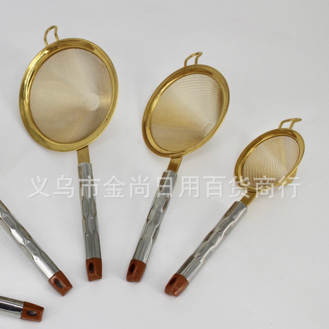 Household water cube steel handle conical deep mesh drain 304 stainless steel oil grid plate, fried chicken and French fries oil filter