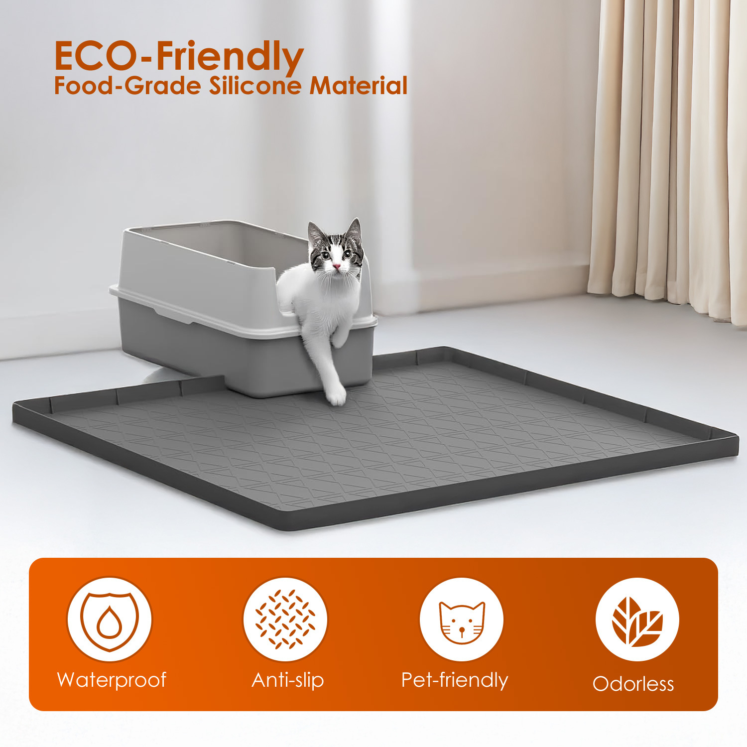 Extra-large cat paw pads, easy-to-clean silicone cat litter pads, multi-functional anti-slip floor MATS for pets, custom-made by a powerful factory details Picture