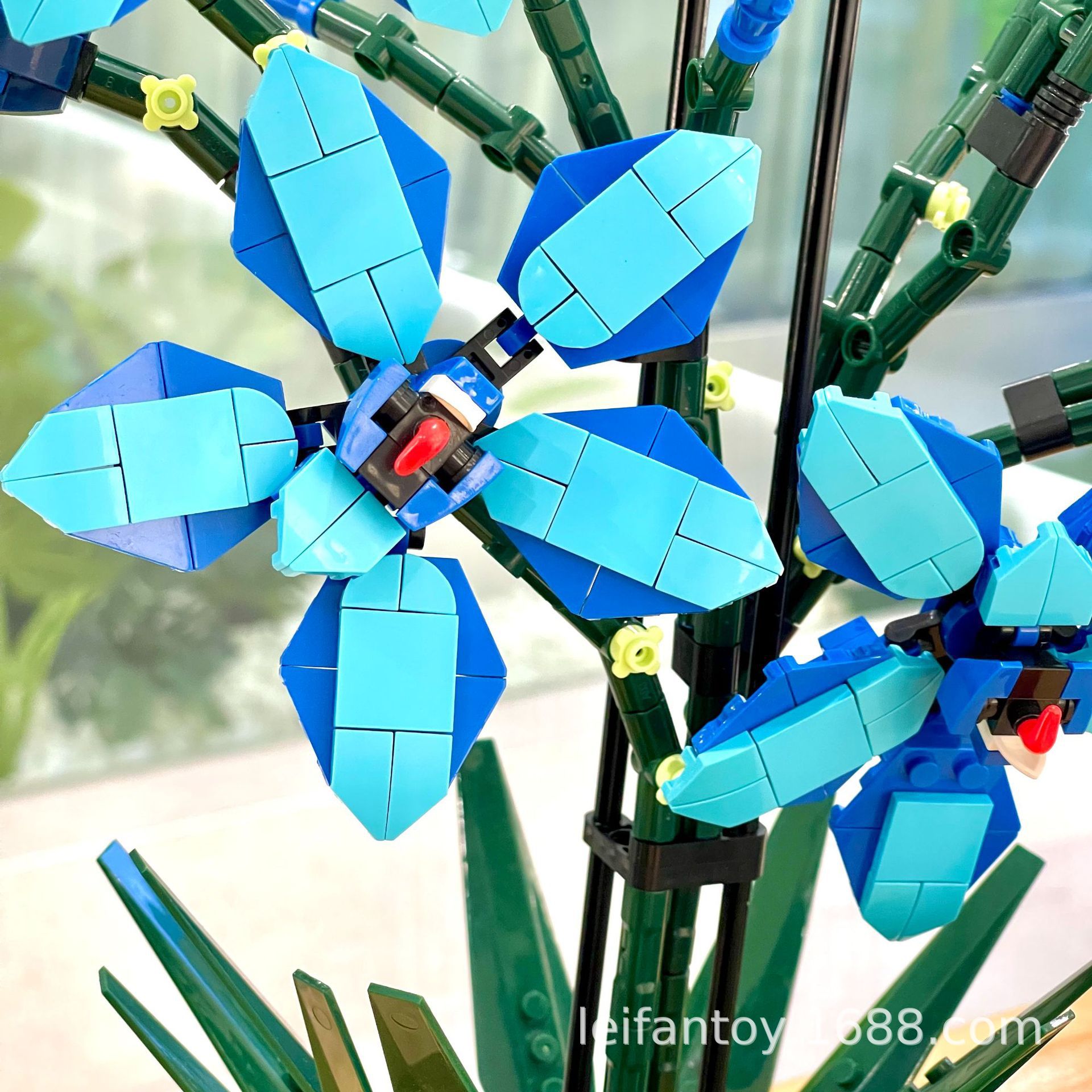 Cross-border new children's educational assembly building blocks, small particle artificial blue orchid, DIY decorative ornaments, potted plants Specification drawing