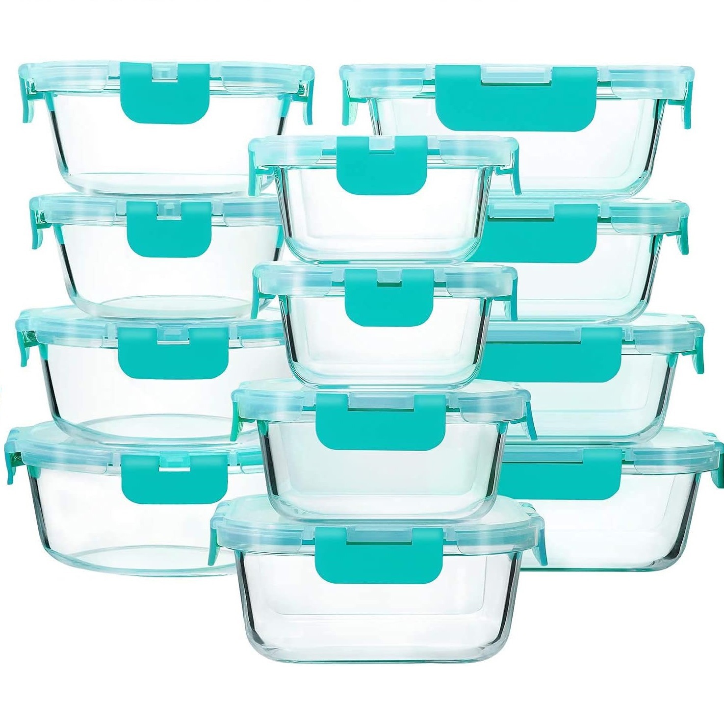 TEME Amazon cross-border bestseller 12-piece set of high borosilicate glass food storage containers, microwave ovens and ovens. Direct delivery from the manufacturer details Picture