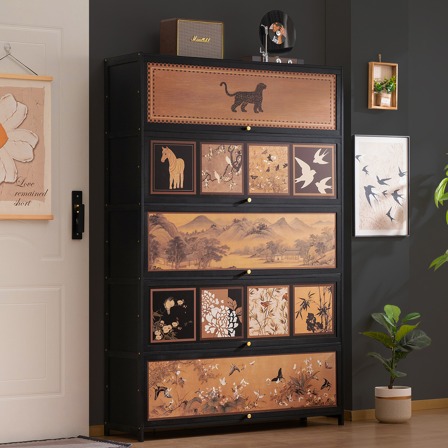 门口鞋柜高款立式入户柜一体门外走廊用极窄家用鞋架子多层带门