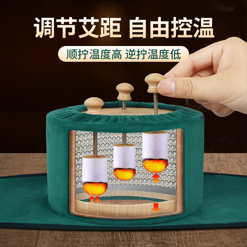 Three-needle moxibustion equipment, massage device, temperature-adjustable moxibustion box, portable moxibustion on the abdomen, abdomen and waist, special Nan bamboo suspended moxibustion box Application Scenario