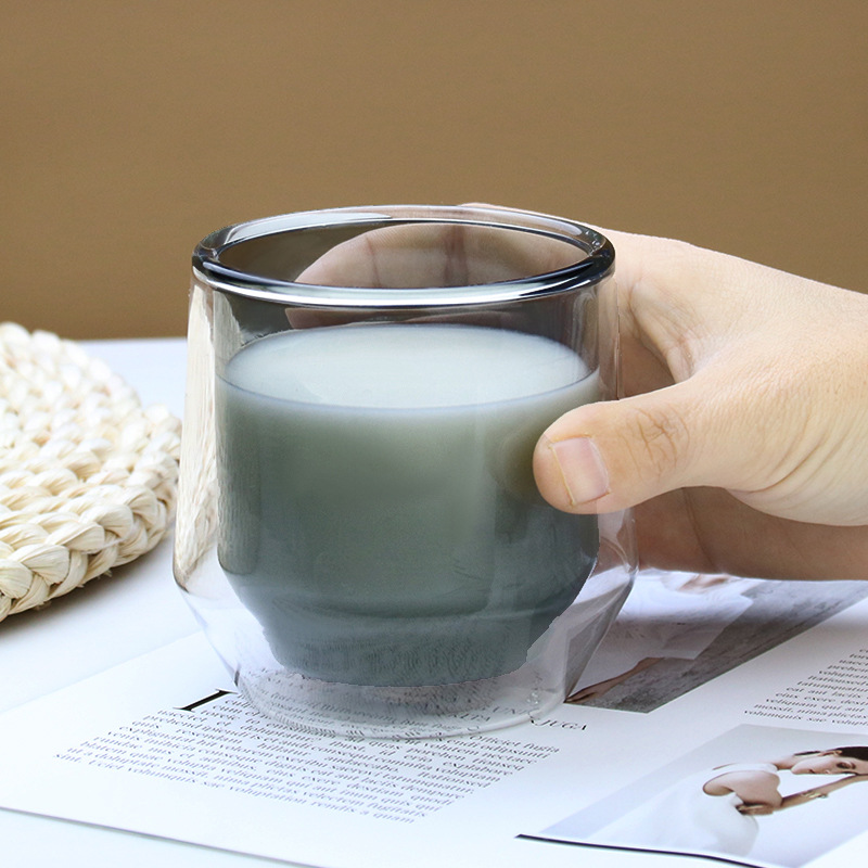 Double-layer colored glass cups, tea brewing cups, household drinking cups, multiple specifications available, high borosilicate heat-resistant milk cups Specification image