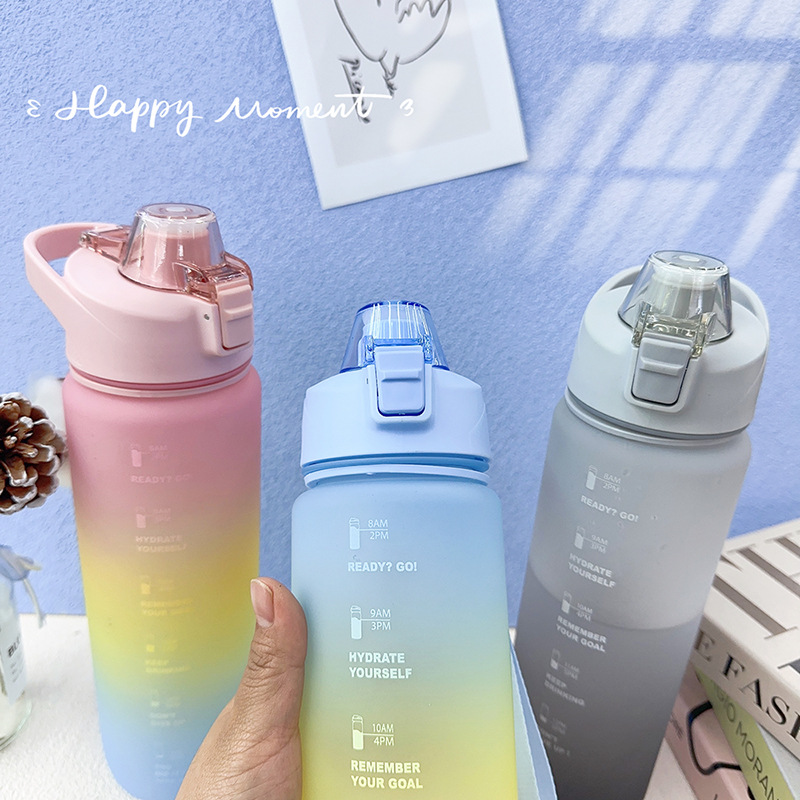 跨境运动水杯女夏季大容量塑料杯子户外大水瓶健身水壶便携太空杯