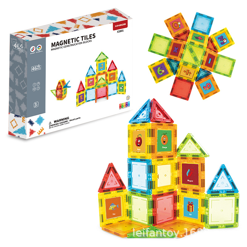 Xinbida Color Window Magnetic Sheet English Set Early Education Assembly Toy Magnetic Brick Castle Building Block Toy Item Picture