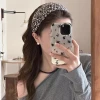 Wide-brimmed leopard print headband for women, exuding a sense of sophistication and fashion. It features a high headband style with a retro pressure on the top of the head, as well as a face-washing headband accessory Application Scenario