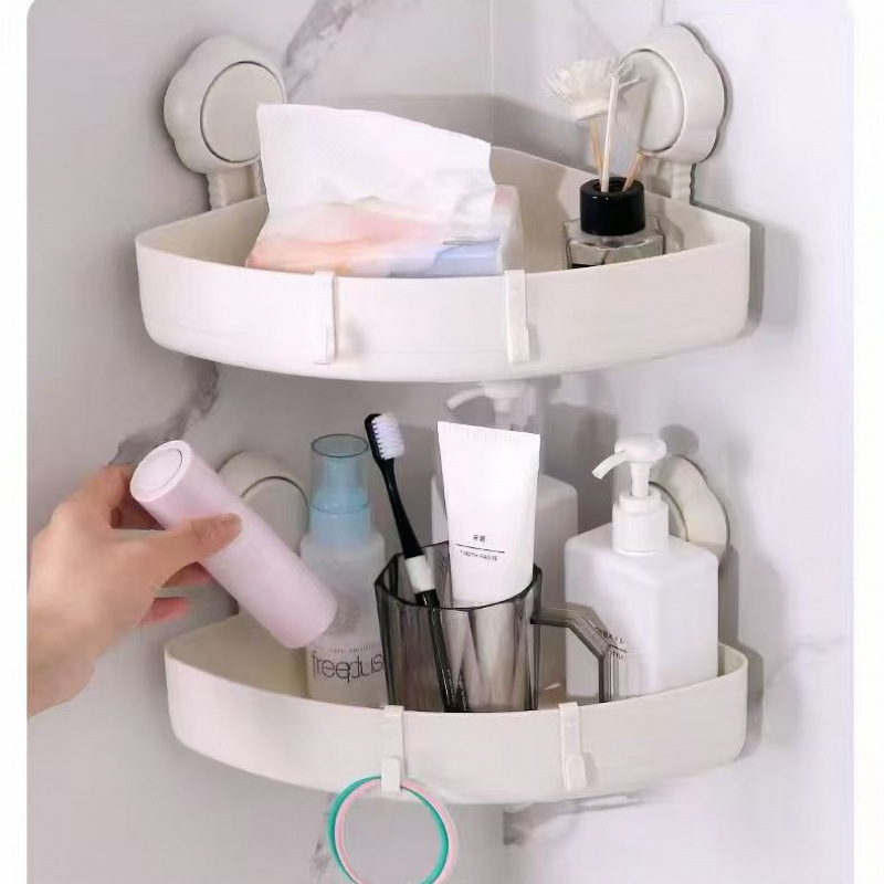 Bathroom Supplies Storage Rack On The Bathroom Wall, Corner Rack Without Drilling, Wall-Mounted Bathroom Rack Item Picture